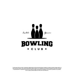 bowling monochrome logo icon, bowling pin logo on isolated background