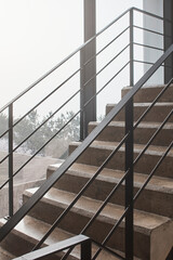 Industrial Staircase with Metal Handrail, Office Building Interior