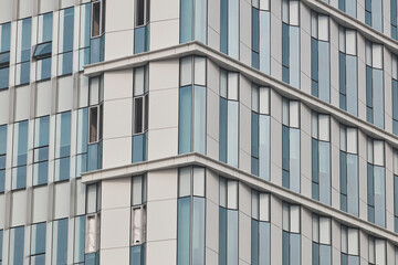 Fototapeta premium Modern Office Building Facade Close Up, Glass and Concrete Pattern