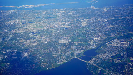 Aerial view of Tampa bay, st petersburg and clearwater in Florida, USA - obrazy, fototapety, plakaty