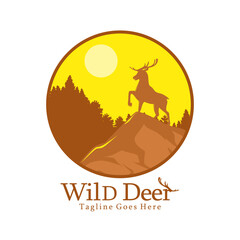 Wild Deer and Nature Vector Logo | Design template