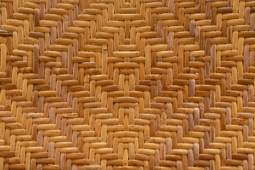 Wicker woven rattan pattern close up background.