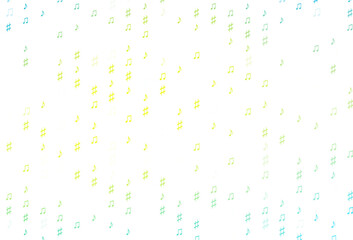 Light Blue, Yellow vector template with musical symbols.