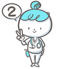 ２と話す看護師　白衣バージョン