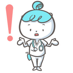 驚く看護師　白衣バージョン