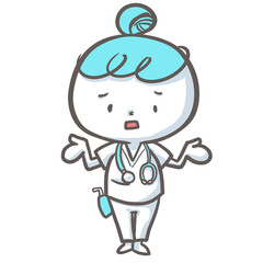 困った顔の看護師　白衣バージョン
