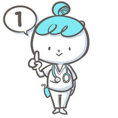１と話す看護師　白衣バージョン