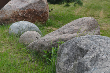 brick and stone textured pattern in nature in summer