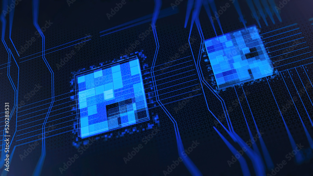 Poster processors cpu concept. animation. motherboard digital chip. abstract animation of computer central 