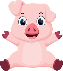 Obraz na płótnie Canvas Cute Baby Pig cartoon, isolated on white background