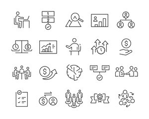 Business and Management Icons - Vector Line. Editable Stroke. 