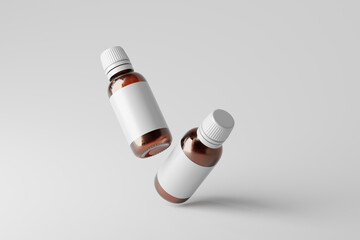 Glass Medicine or Cosmetic Bottle Mockup Scene