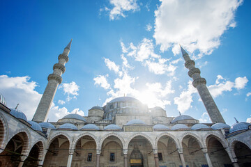 Fototapeta na wymiar Suleymaniye Mosque in Turkey. Concept of sightseeing in Istanbul.