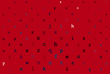 Dark blue, red vector layout with latin alphabet.