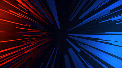 Tunneling trajectory. Abstract multicolored hyperspace tunnel on black background. Projection of slow motion of photons