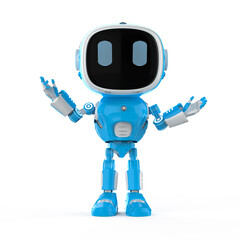 cute and small artificial intelligence assistant robot open hand
