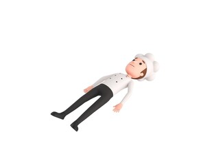 Chef character lying on floor in 3d rendering.