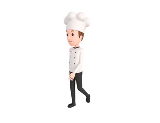 Chef character walking in 3d rendering.