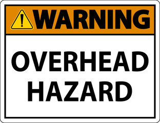 Warning Overhead Hazard Sign On White Background