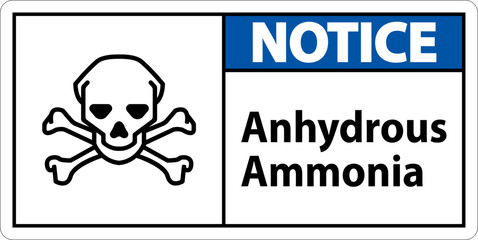 Fototapeta premium Notice Anhydrous Ammonia Sign On White Background