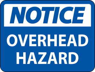 Notice Overhead Hazard Sign On White Background