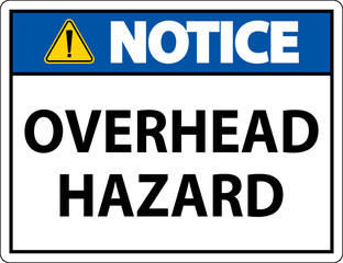 Fototapeta premium Notice Overhead Hazard Sign On White Background
