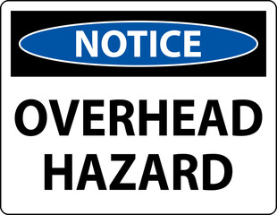 Notice Overhead Hazard Sign On White Background