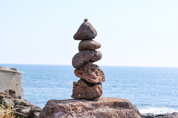 stone tower on the beach