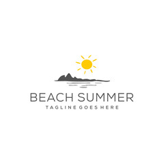 Beach summer logo design modern creative idea vector design inspiration