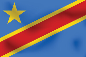 National flag of Democratic Republic of Congo. Realistic pictures flag