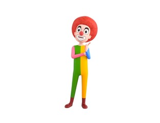 Clown character thinking in 3d rendering.