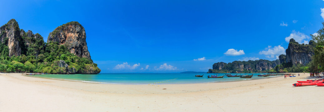 Panorama view  of Railay Beach in Krabi , Thailand