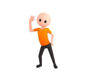 Simple Male character hold hand near ear listening rumors in 3d rendering.