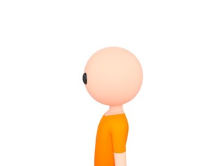 Simple Male character looking to side in 3d rendering.