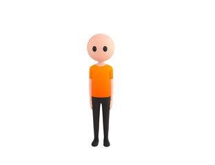 Simple Male character standing and looking to the front in 3d rendering.