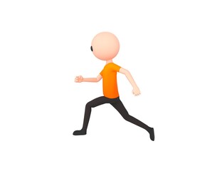 Simple Male character running to the left side in 3d rendering.