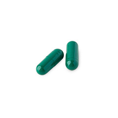 Medical pill capsule isolated on white background with clipping path.