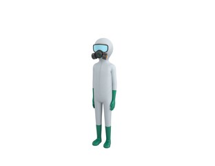 Man in White Hazmat Suit character standing in 3d rendering.