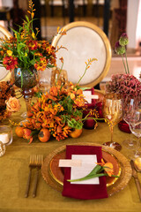 Decorated served table for wedding party or other event