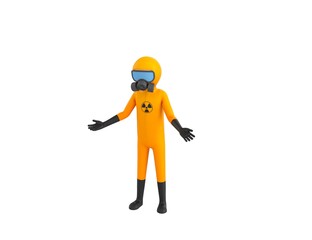 Man in Yellow Hazmat Suit character Unhappy sad disappointed in 3d rendering.