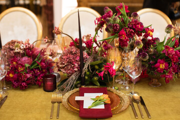 Decorated served table for wedding party or other event