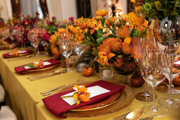 Decorated served table for wedding party or other event