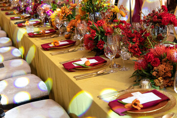 Decorated served table for wedding party or other event