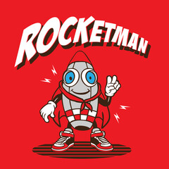 Rocketman Mascot Character Design Illustration