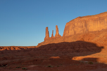 Three Sisters rock formation, Monument Valley Navajo Tribal Park