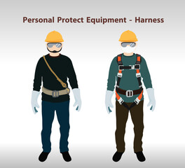safety harness equipment and lanyard for work at heights
