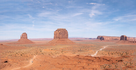 Fototapeta na wymiar rock formation with Mitten butte in Monument Valley