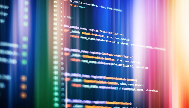 IT business. Python code computer screen. Mobile application design Concept.