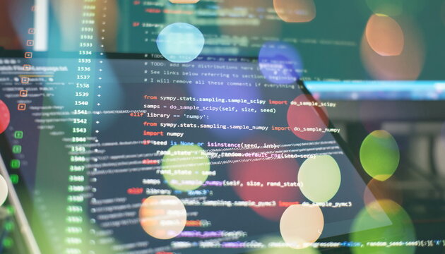 WWW programming. Web programming functions on laptop on laptop. IT business. Python code computer screen. Mobile application design Concept.