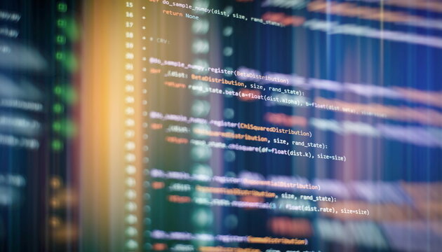IT business. Python code computer screen. Mobile application design Concept.